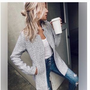 Entro Heather Gray Open-Front Lightweight Tailored Jacket